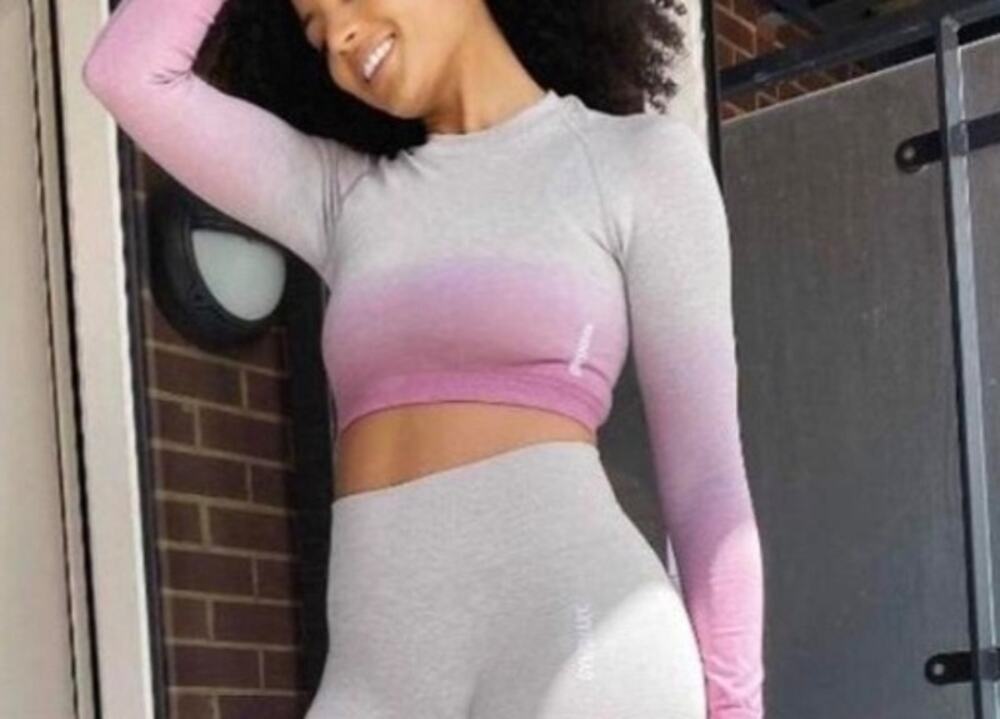 Gymshark Gray Pink Crop Workout Top L